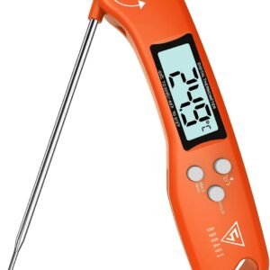 DOQAUS Food Thermometer, Instant Read Meat Thermometers, Digital Cooking Thermometer, Backlight LCD Screen Foldable Long Probe & Auto On/Off, Perfect for Kitchen Cooking, BBQ, Water,Meat, Milk(Orange)  Amazon.co.uk Home & Kitchen