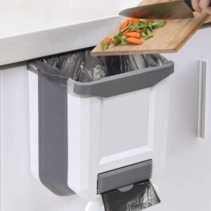 HUAPPNIO Kitchen Bin Plastic Folding Wall Mounted for Cupboard Door Hanging Trash Can 8L (White)  Amazon.co.uk Home & Kitchen