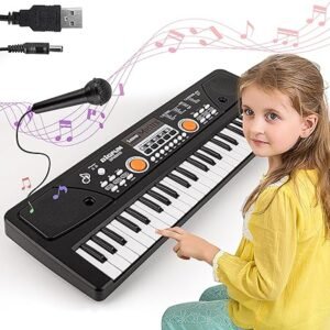 m zimoon Kids Keyboard Piano, 49 Keys Electronic Piano with Microphone Portable Music Keyboard Musical Instrument Piano Birthday Xmas Day Gifts Age for 3-12 Years Girls Boys