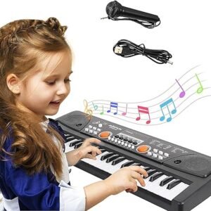 m zimoon Kids Keyboard Piano, 49 Keys Electronic Piano with Microphone Portable Music Keyboard Musical Instrument Piano Birthday Xmas Day Gifts Age for 3+ Years Girls Boys