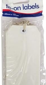 White Colour tie-on Luggage Labels 60x120 mm Strung Tags - Pack of 10