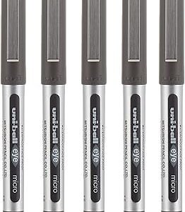 uni-ball Eye Micro UB-150 Rollerball Pens - Black, Pack of 5